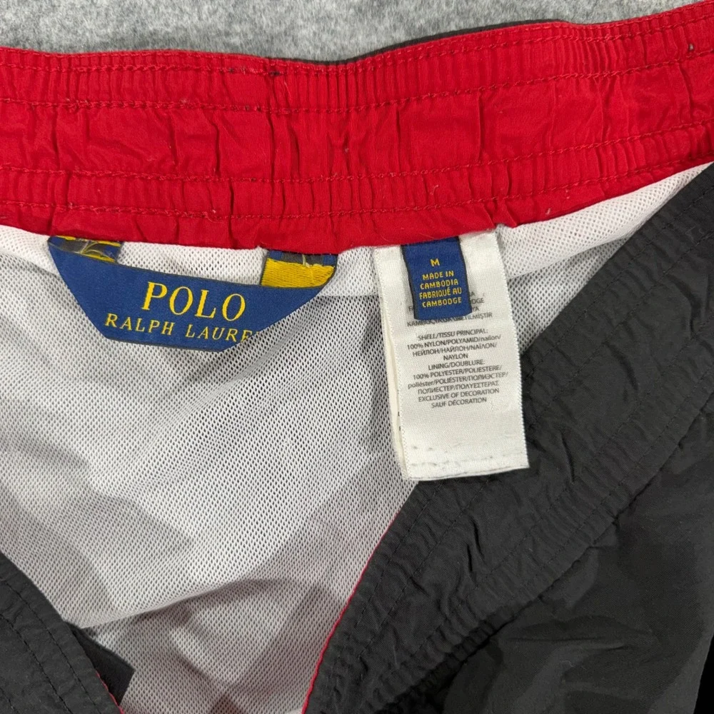 Polo Ralph Lauren Mens Swim Trunks Black Red Pony Mesh Lined Shorts Medium